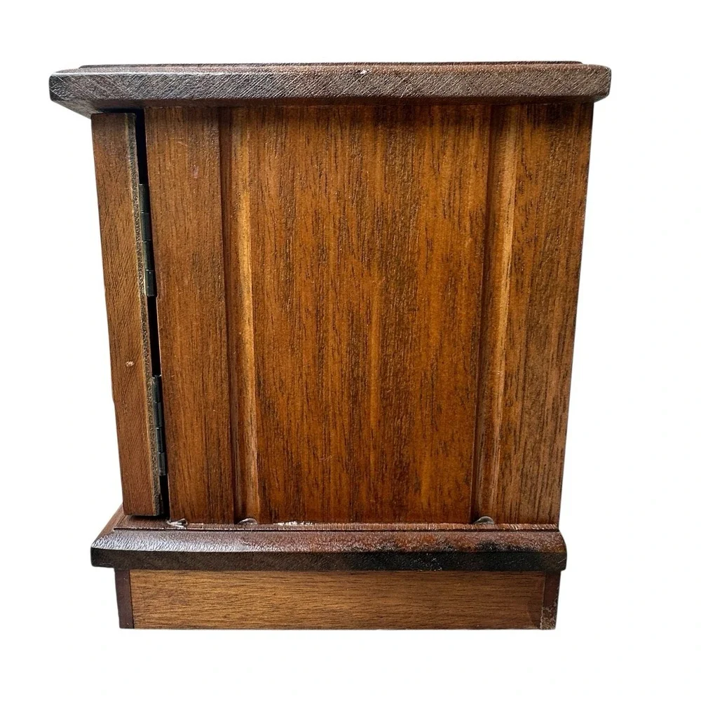 VTG Japanese Musical Jewelry Box 8‎ Inch Stained Wood Hidden Drawer Works Video